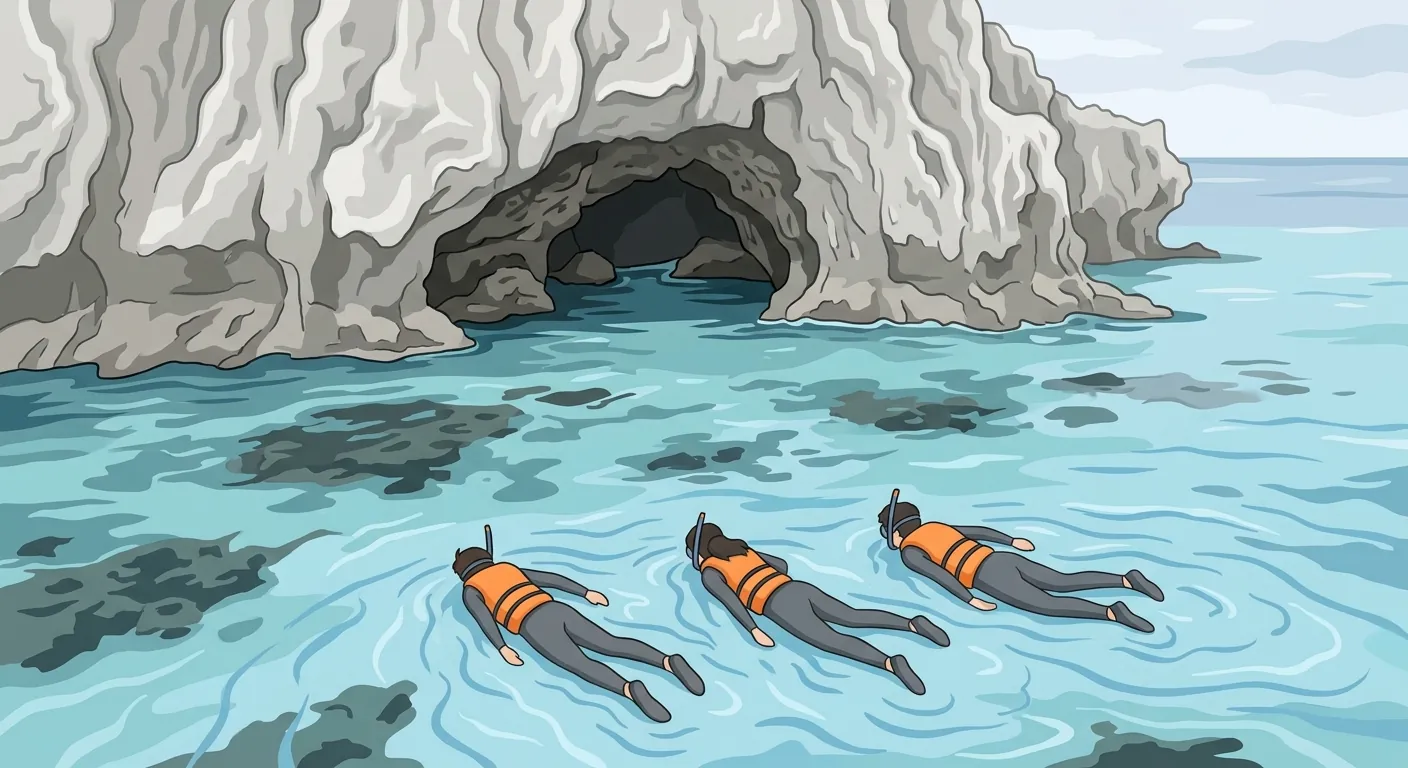 主視覺，呈現青之洞窟外海面上的浮潛情境