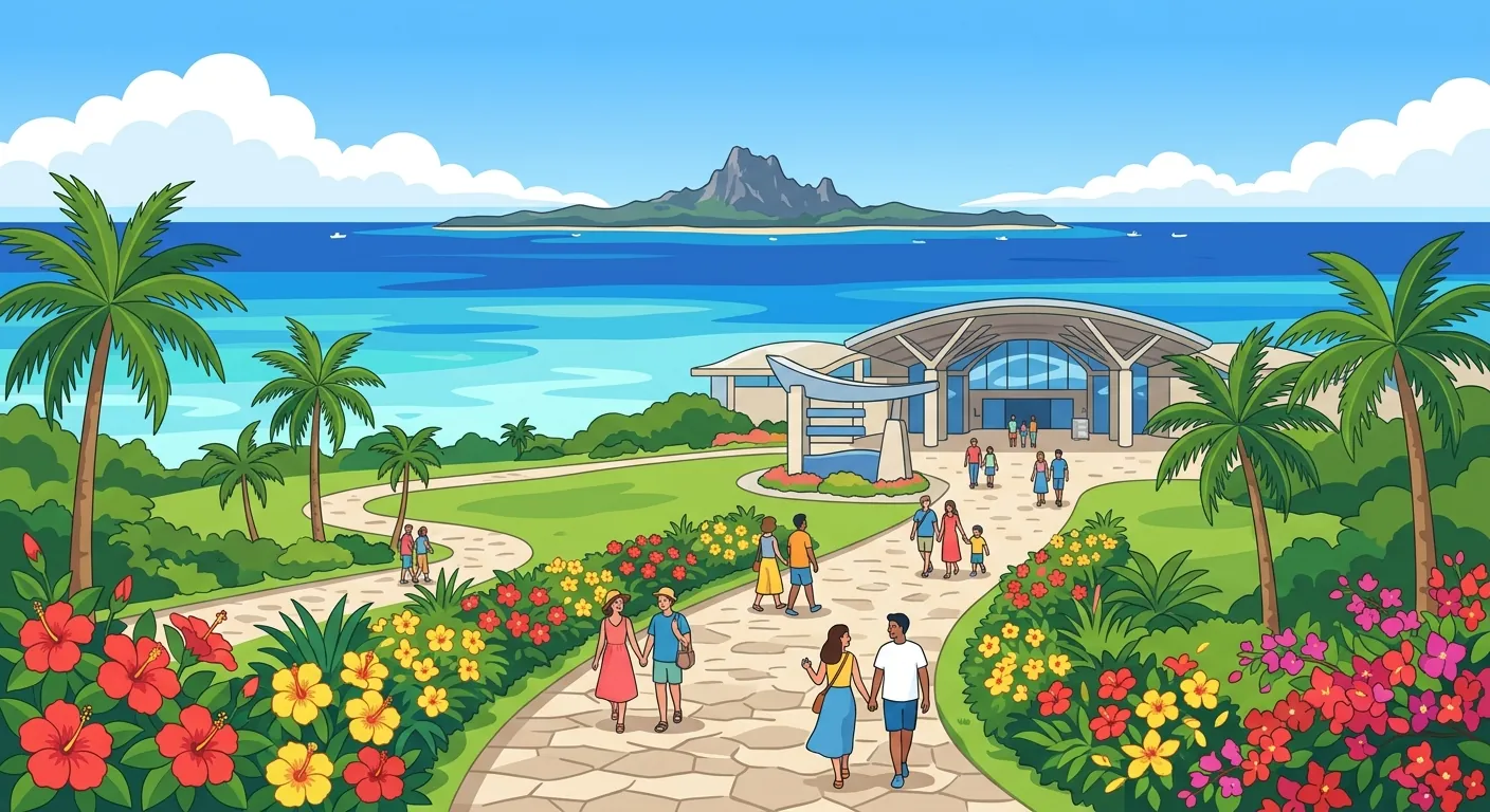 美麗海水族館門票要先買嗎文章封面，呈現旅客走向入口的情境