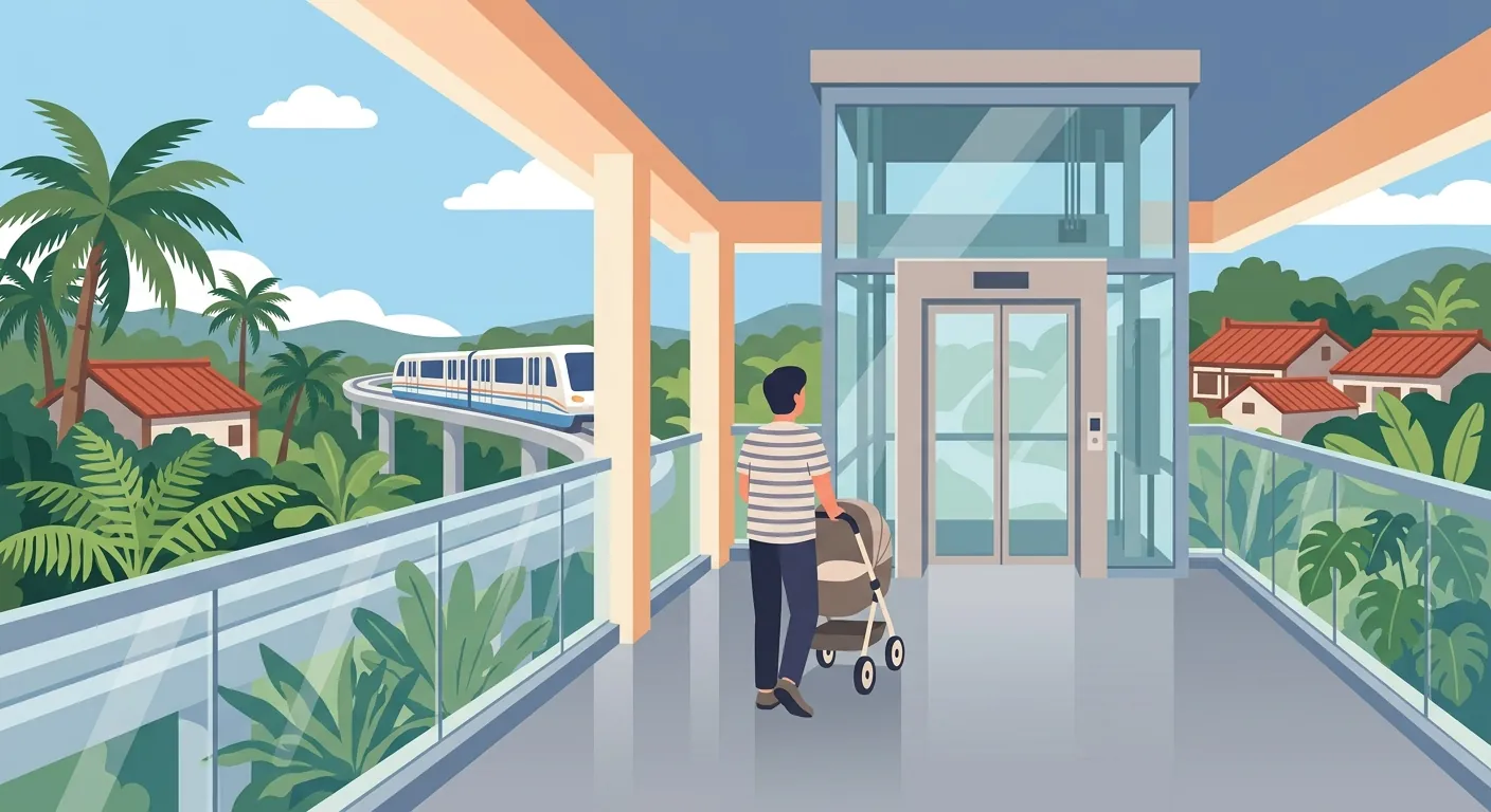 推嬰兒車搭單軌電車使用車站電梯
