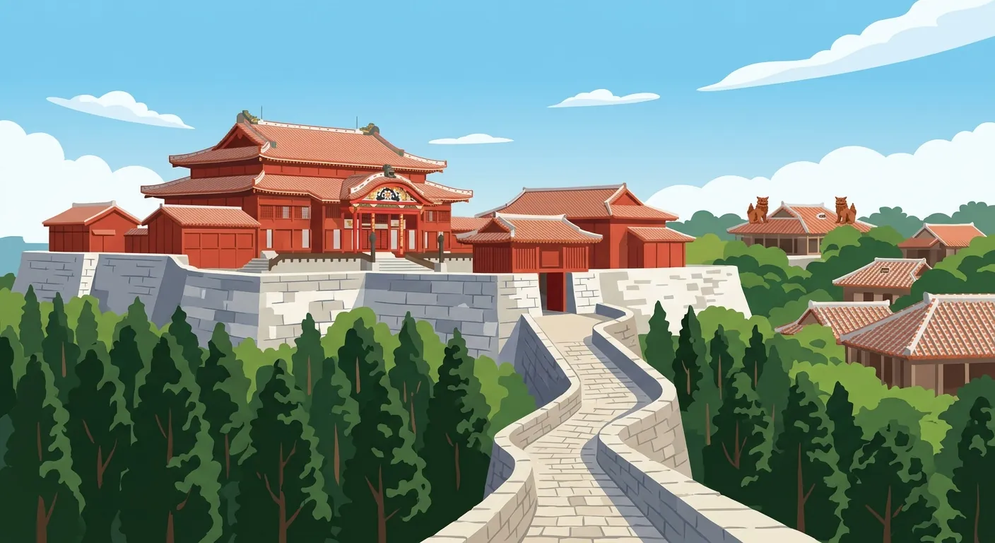 那霸首里一帶的琉球王城風格建築與石板坡道