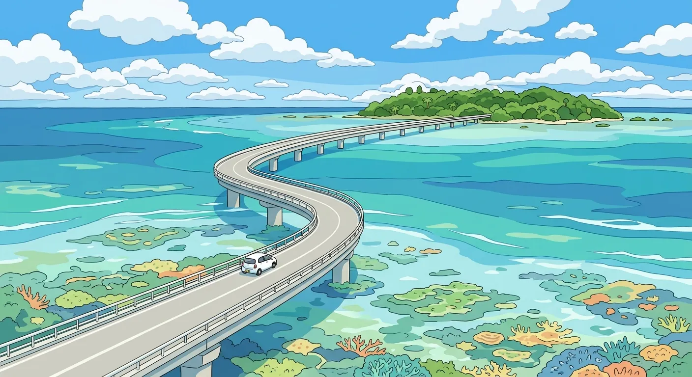 沖繩租車自駕通過跨海大橋的主視覺