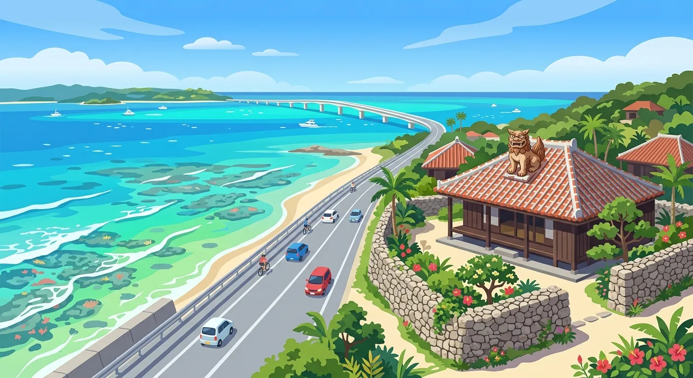 文章主視覺，呈現沖繩一日遊沿途的海岸風景