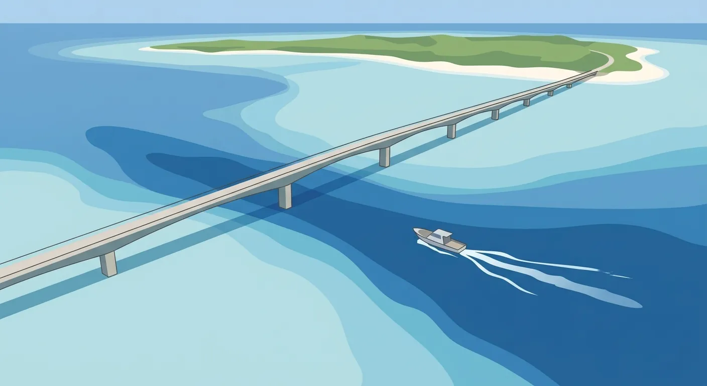 文章主視覺，呈現沖繩離島的跨海大橋與珊瑚礁海
