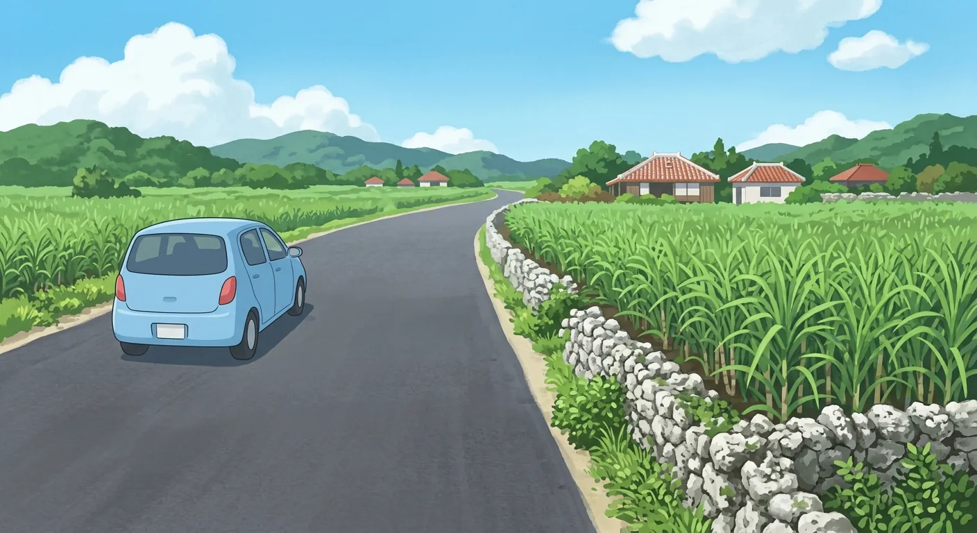 呈現日本靠左行駛的道路情境