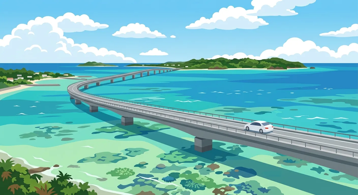 文章主視覺，呈現沖繩自駕的跨海道路景色